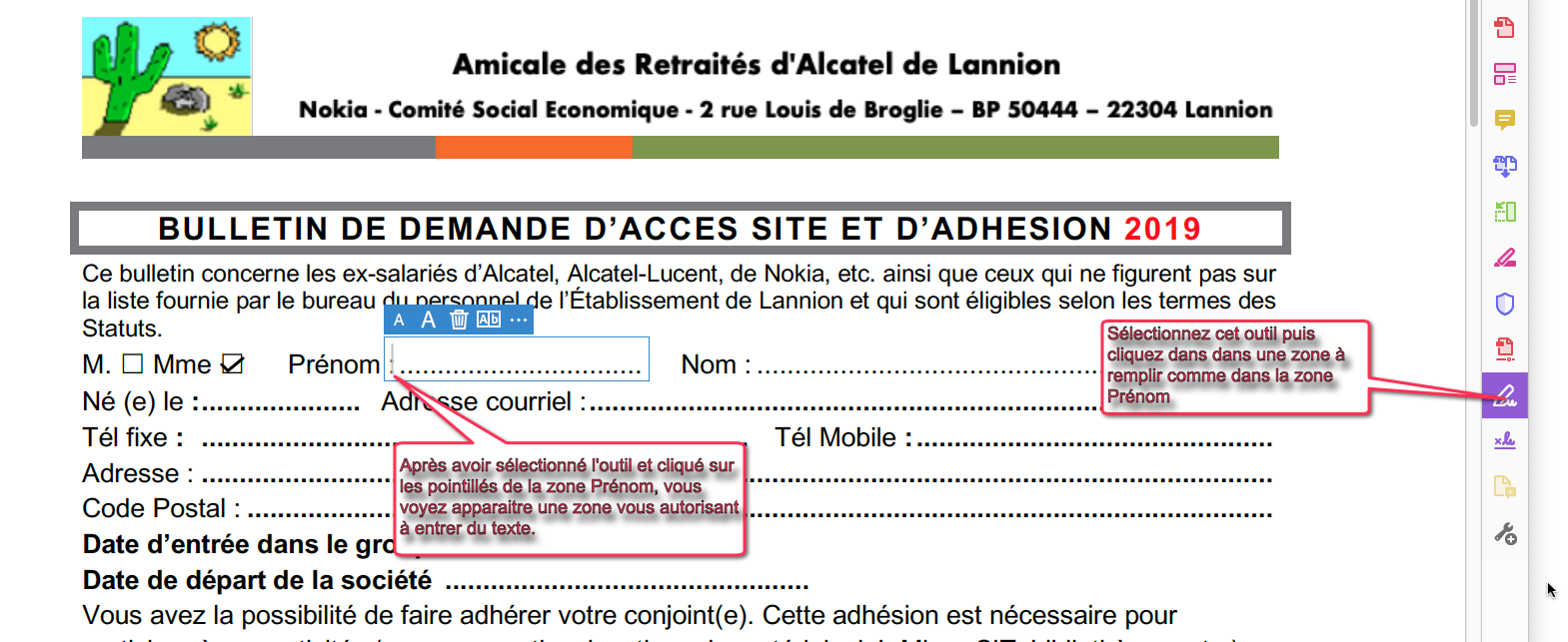 adobe remplir un pdf